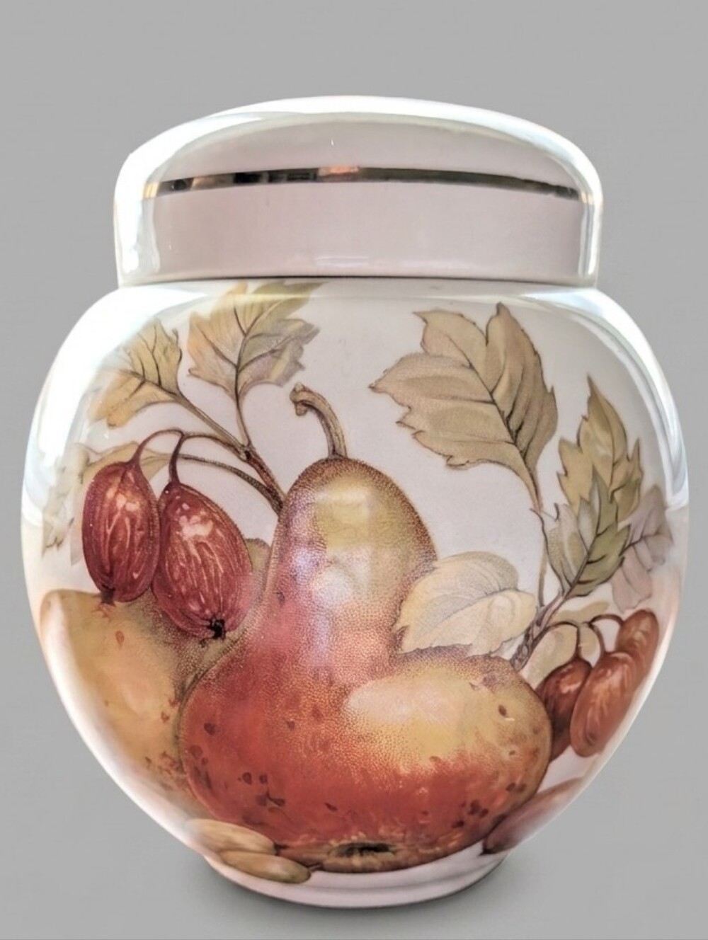 Vintage Sadler "Autumn Fruit" Ginger Jar, Tea Caddy 🍂 Staffordshire, England)